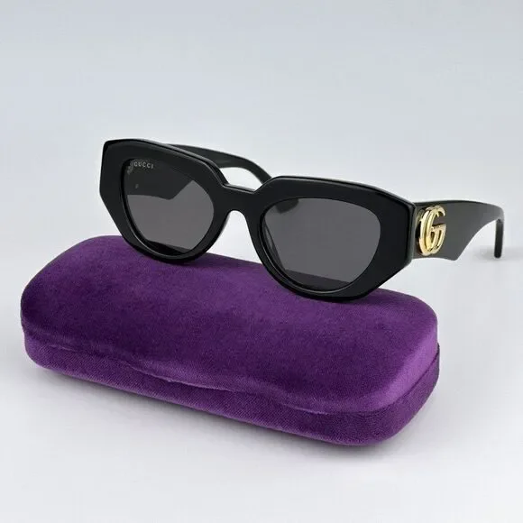 NEW Gucci GG1421S 001 Black Grey Cat Eye Women Sunglasses GG 1421S